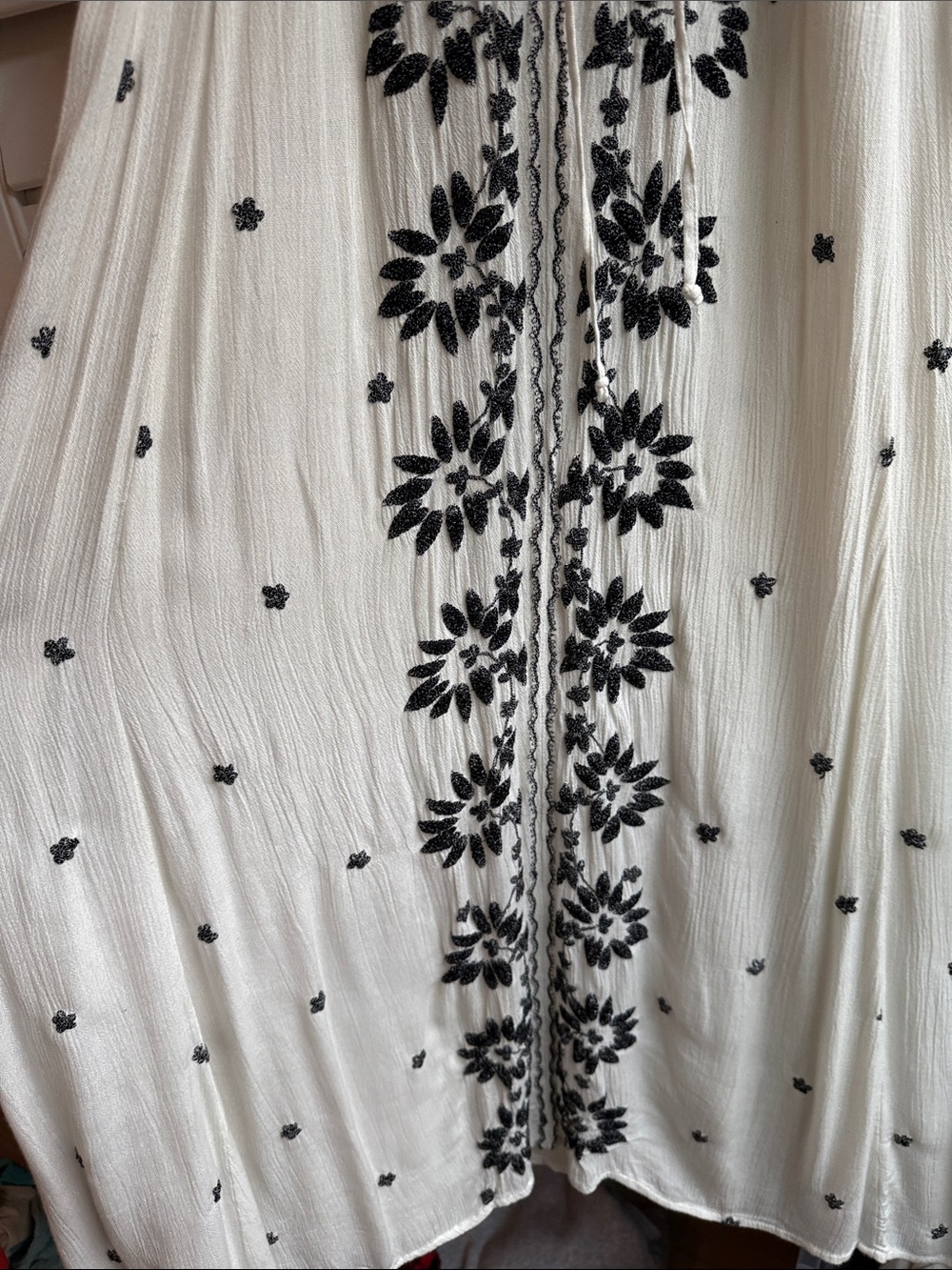 Free People White Maxi Dress with Black Floral Embroidery - Picture 3 of 6
